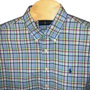 Polo Ralph Lauren XL‎ Pastel Multi Madras Plaid Short Sleeve Preppy button down